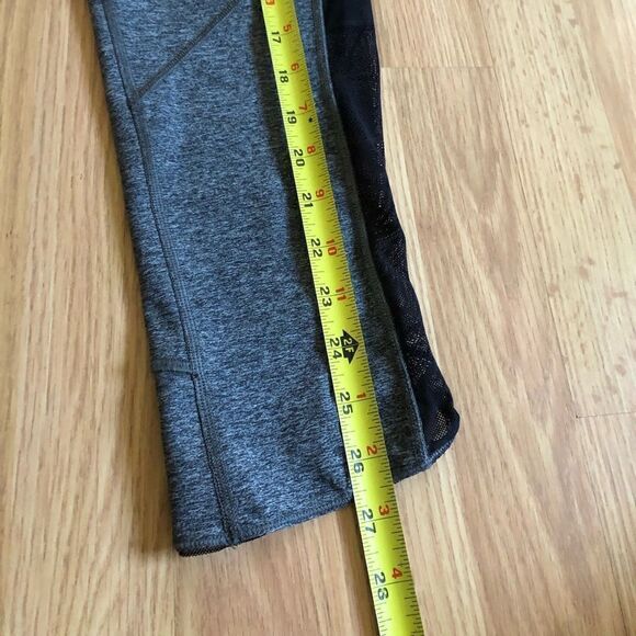 Lululemon Heathered Gray Black Mesh Detail Capri Leggings - Picture 3 of 8